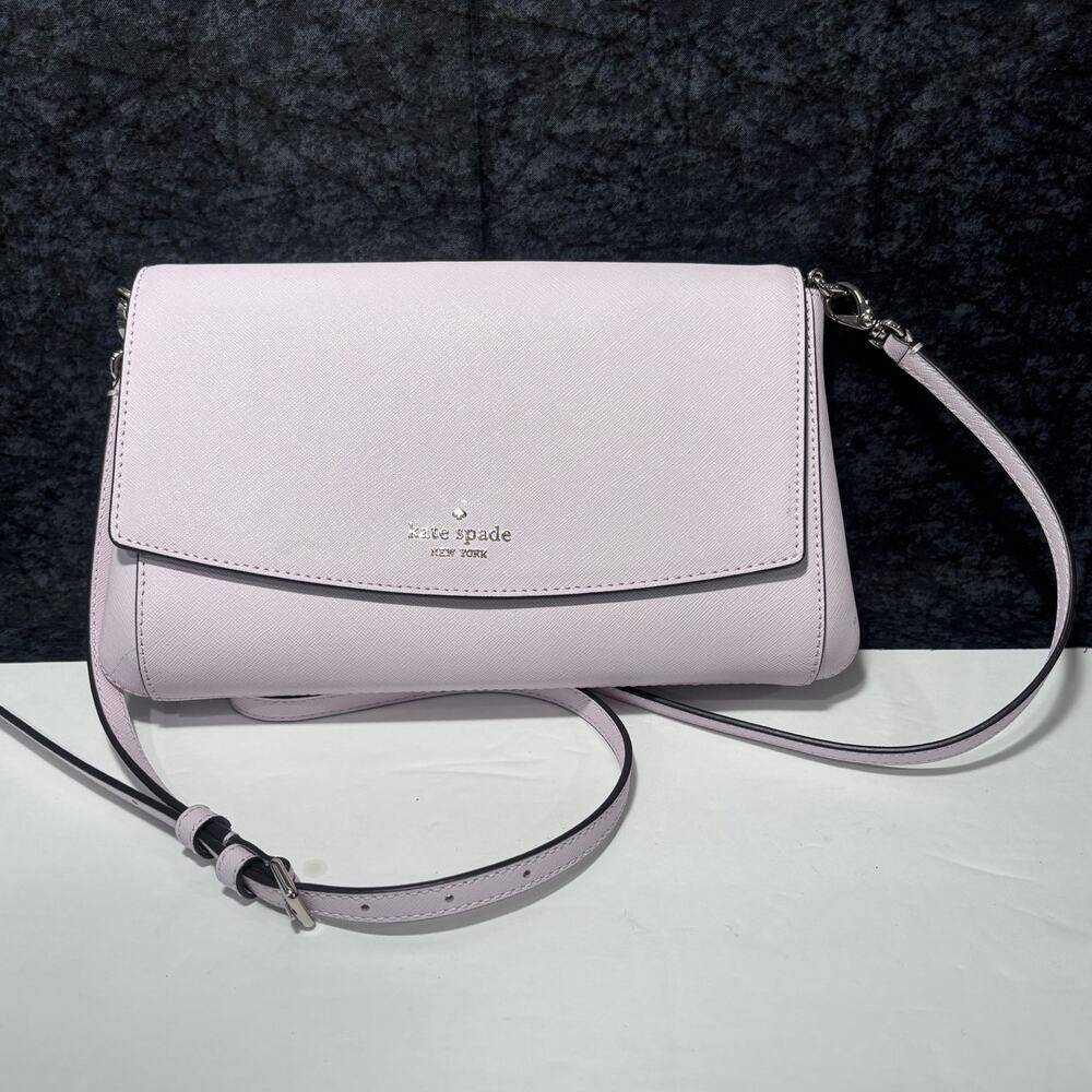 Kate Spade Lavender Bag Shoulder Cross Body Purse Leather Strap Chain Handle